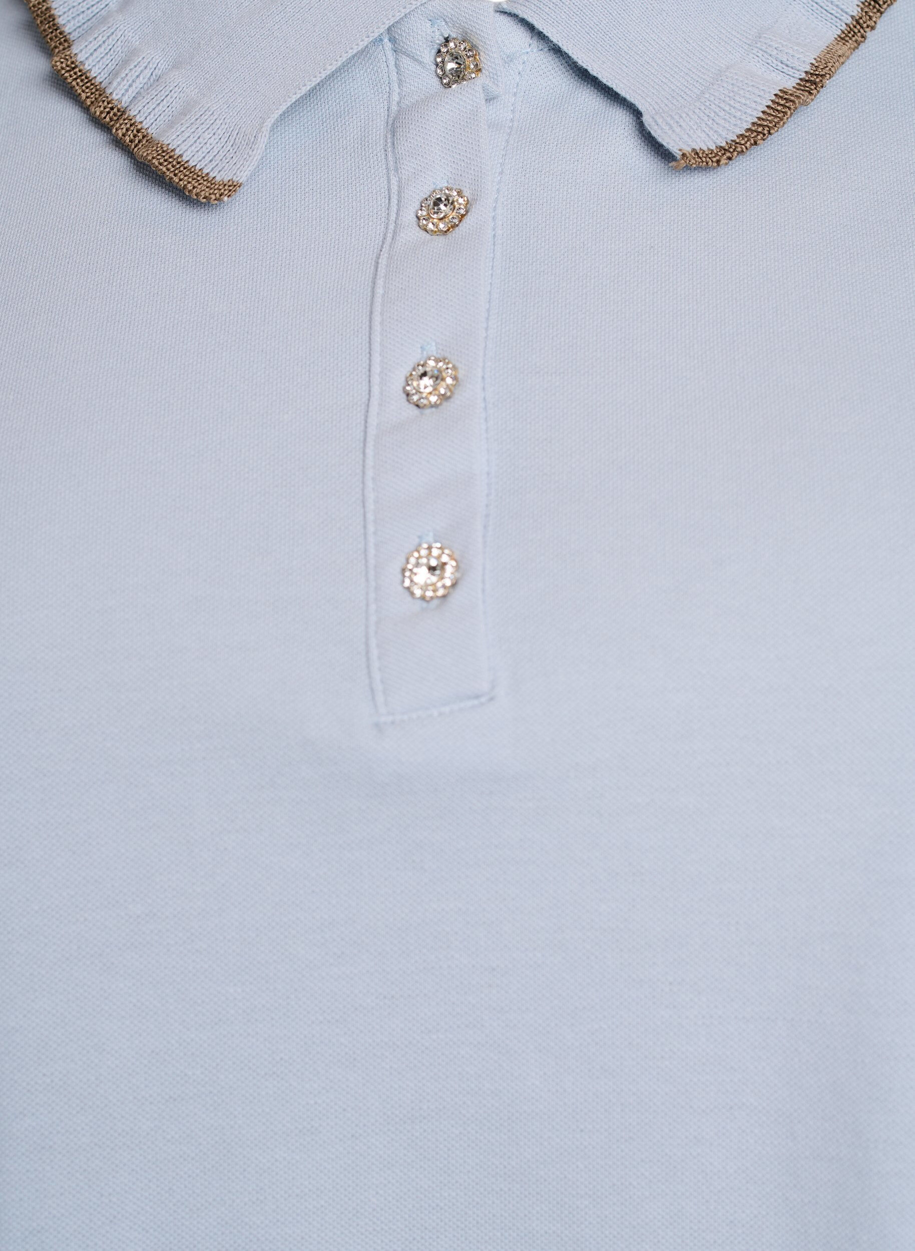 Zizzifashion Polo shirt with rhinestone buttons and ruffle detail, Blue, Packshot image number 2