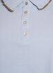 Polo shirt with rhinestone buttons and ruffle detail, Blue, Packshot image number 2
