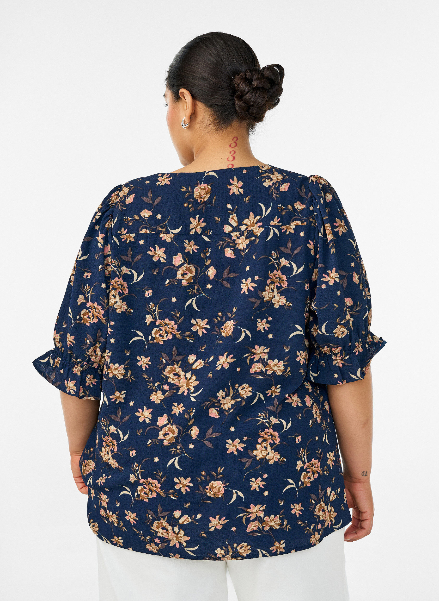 ZizzifashionShirt blouse with 1/2 sleeves, Blue, Model image number 2