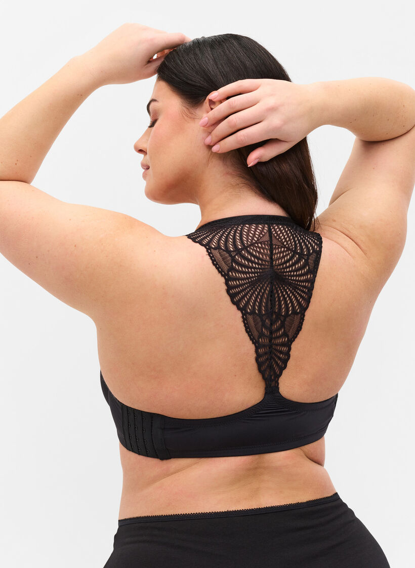 Underwire bra with lace back, Black, Model image number 1