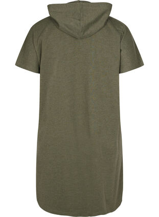 Hooded short-sleeved sweat dress, Forest Night, Packshot image number 1