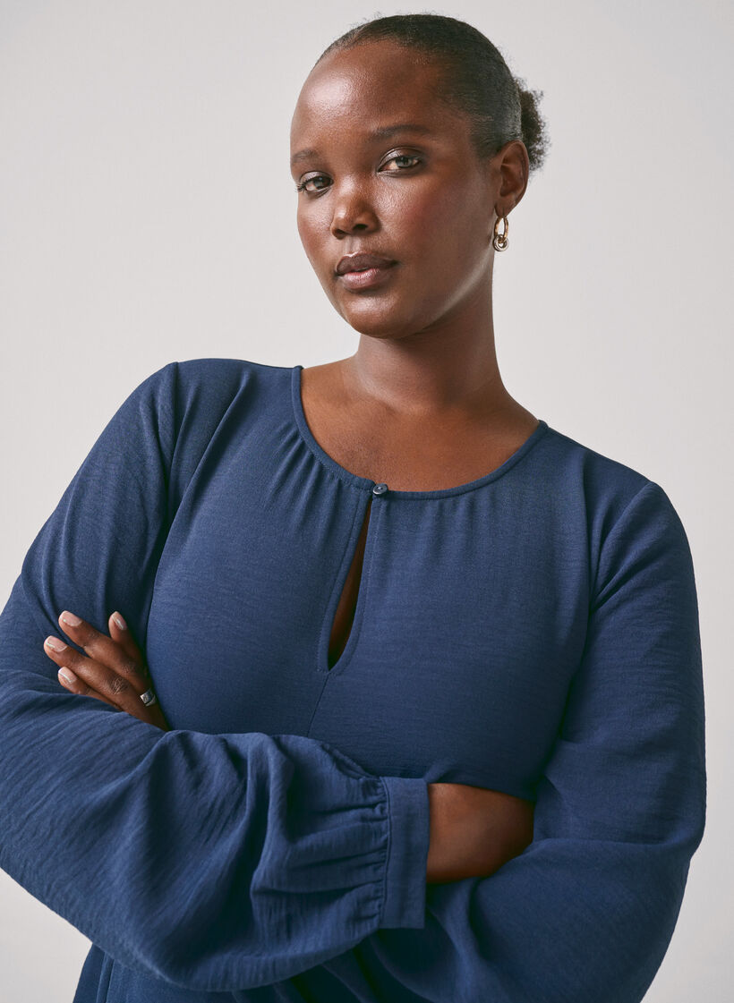 Long-sleeved dress with a tie belt, Navy Blazer, Image image number 0