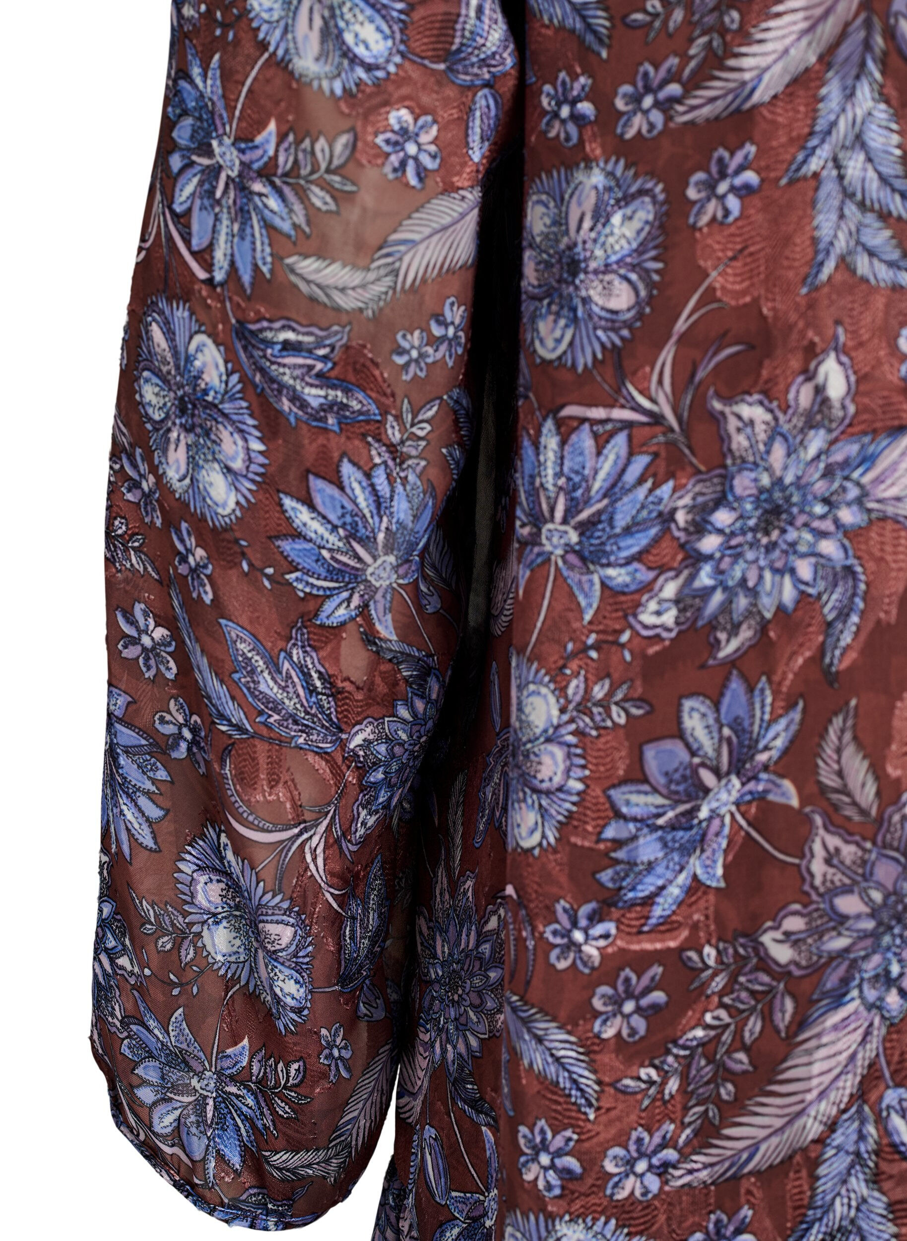 ZizzifashionMidi dress with floral print and ruffle hem, Brown, Packshot image number 3