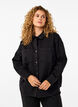 Denim shirt with buttons and chest pockets, Black, Model image number 0