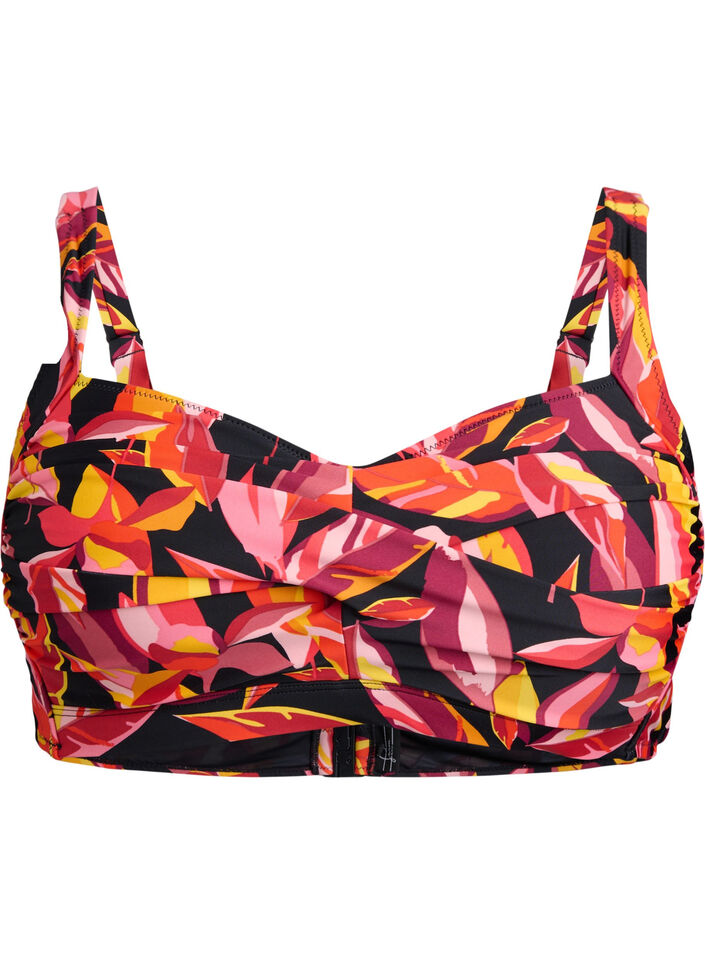 Bikini top with padding and print, Red, Packshot image number 0