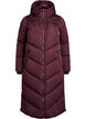 Long puffer coat with hood and pockets, Dark Bordeaux, Packshot image number 0