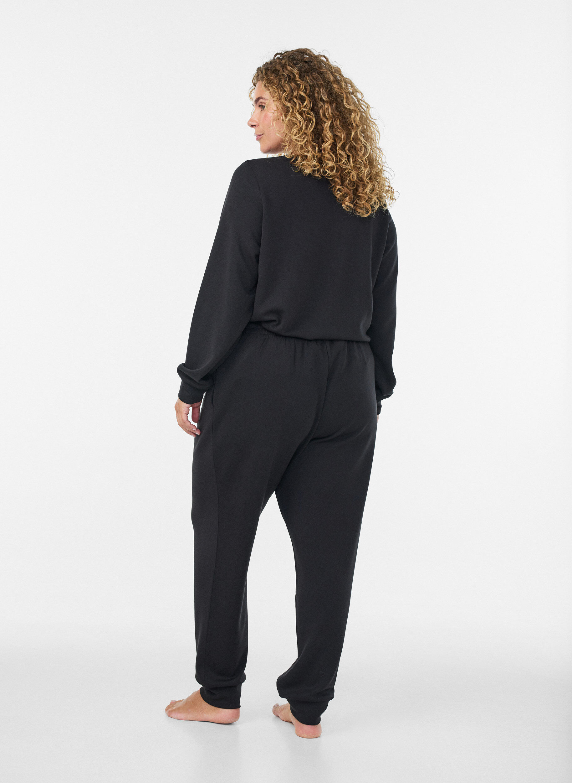 ZizzifashionJersey trousers with high waist and pockets, Black, Model image number 1