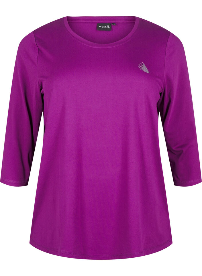 Workout top with 3/4 sleeves, Purple, Packshot image number 0