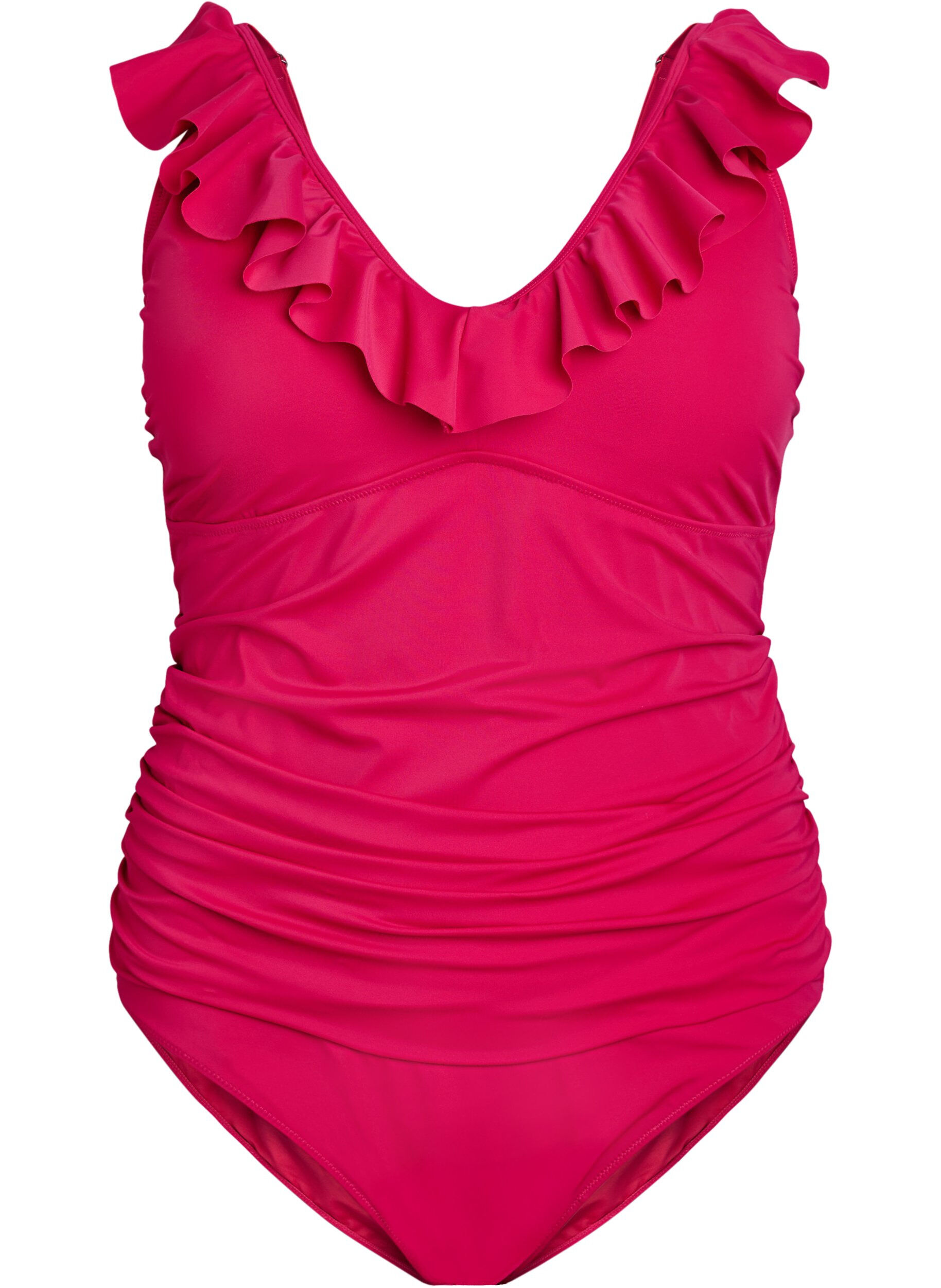 Swimsuit with ruffles and removable inserts