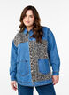 Denim shirt with leopard print details, Blue, Model image number 0