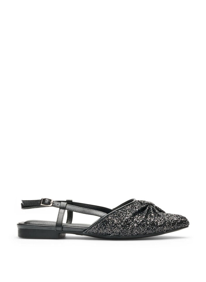 Sparkly slingback with bow detail, Black, Packshot image number 0