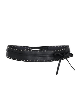 Studded faux-leather belt, Black w. Silver, Packshot image number 0