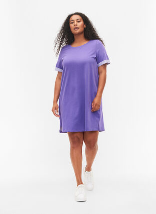 Sweater dress with short sleeves and slits, Ultra Violet, Model image number 2