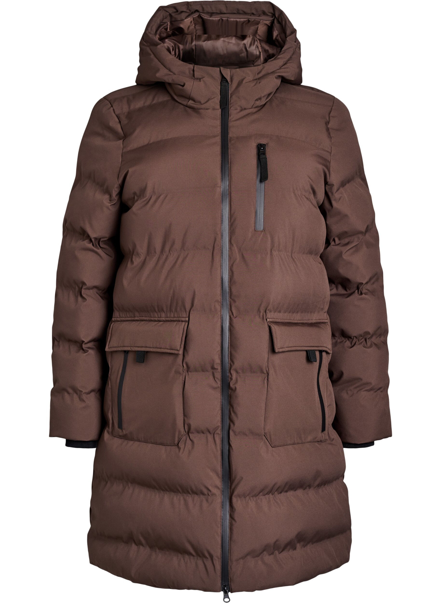 ZizzifashionPuffer coat with hood and pockets, Brown, Packshot image number 0