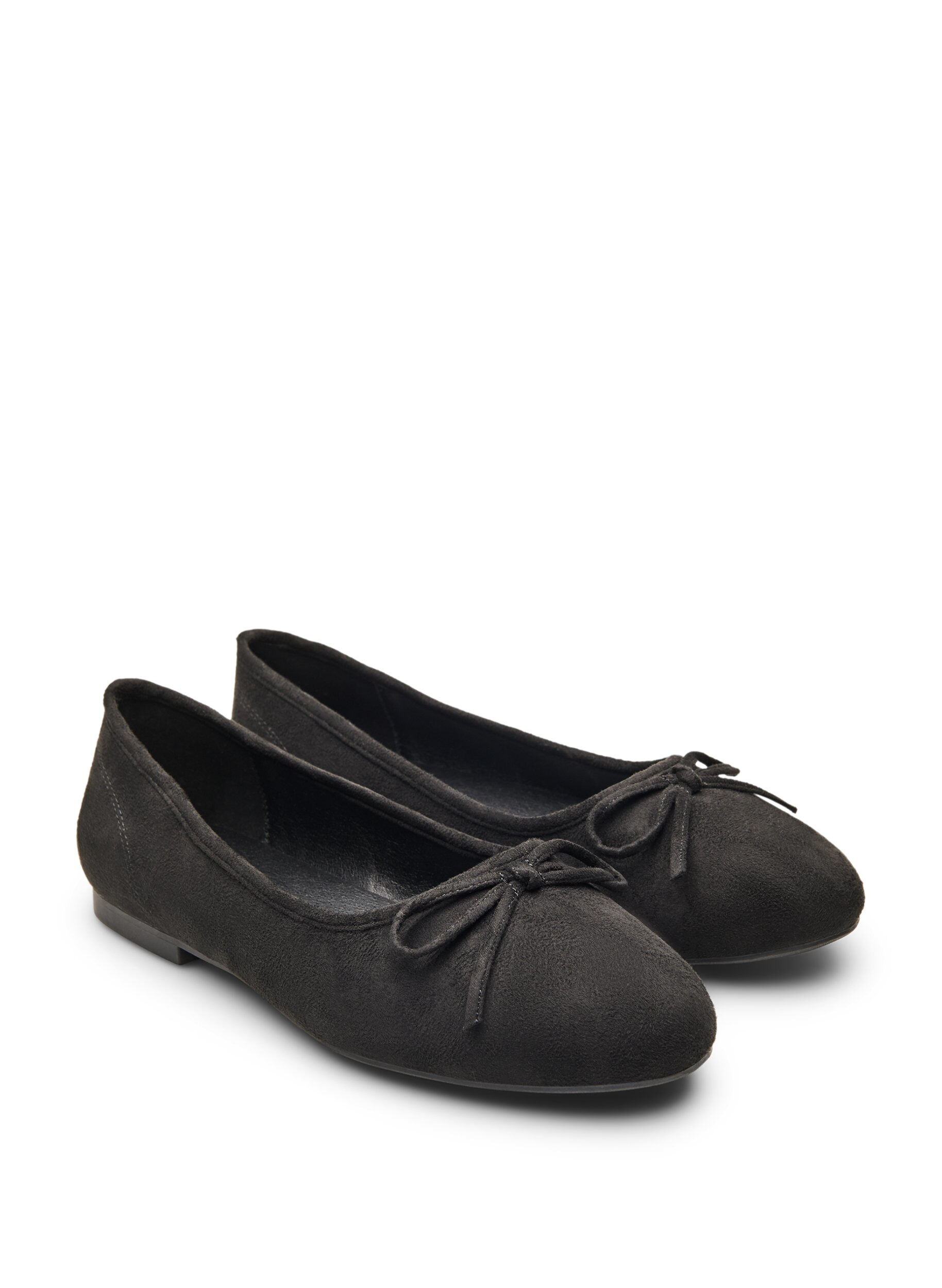 Zizzifashion Ballerina in faux suede with bow, Black, Packshot image number 1