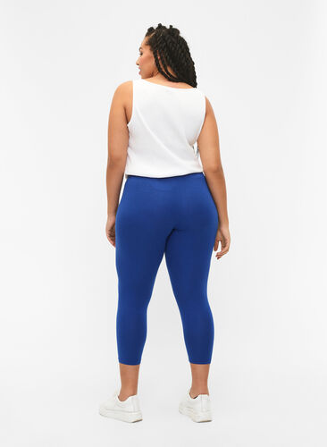 Basic 3/4-length viscose leggings, Monaco Blue, Model image number 1