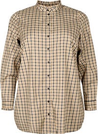Checked shirt blouse with ruffles