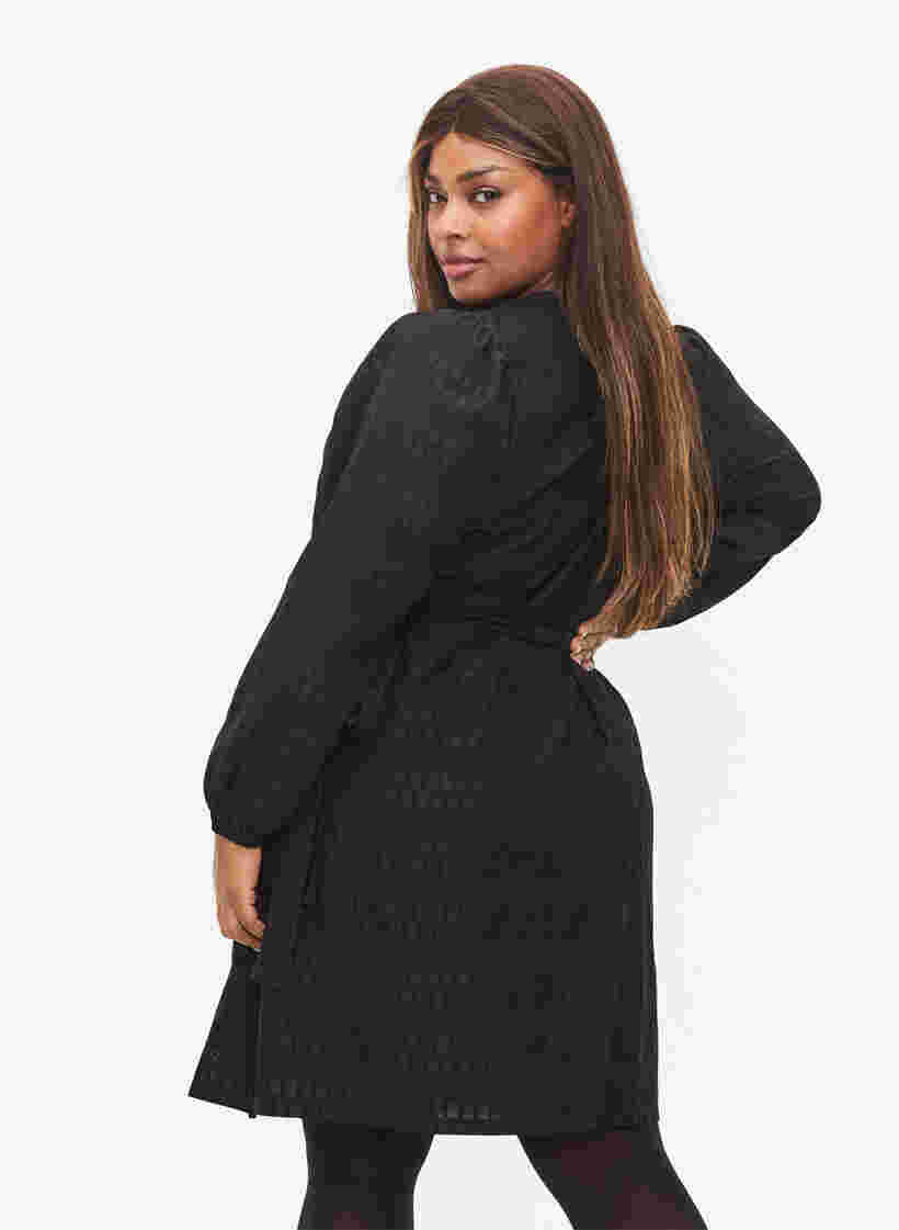 Wrap dress with long sleeves, Black, Model image number 1