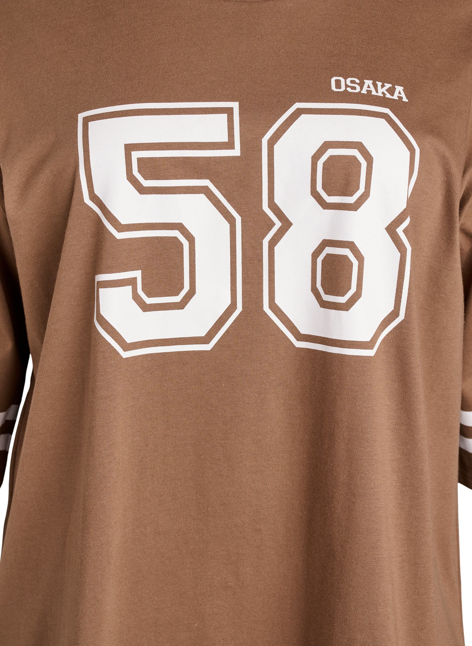Zizzifashion Oversized college T-shirt with 3/4 sleeves, Brown, Packshot image number 2