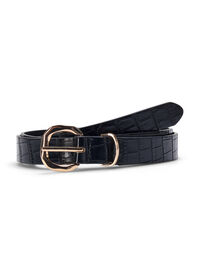 Faux leather belt with crocodile pattern