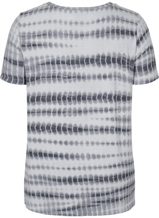 Short-sleeved viscose t-shirt with tie-dye print, White, Black Tie Dye, Packshot image number 1