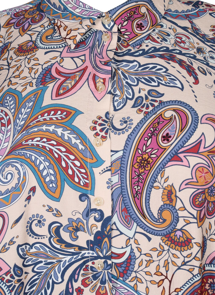 Paisley print viscose tunic with 3/4 sleeves, Sand Do. Paisley AOP, Packshot image number 2