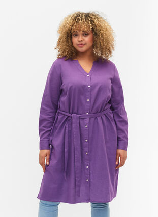 Shirtdress with long sleeves, Deep Lavender, Model image number 0