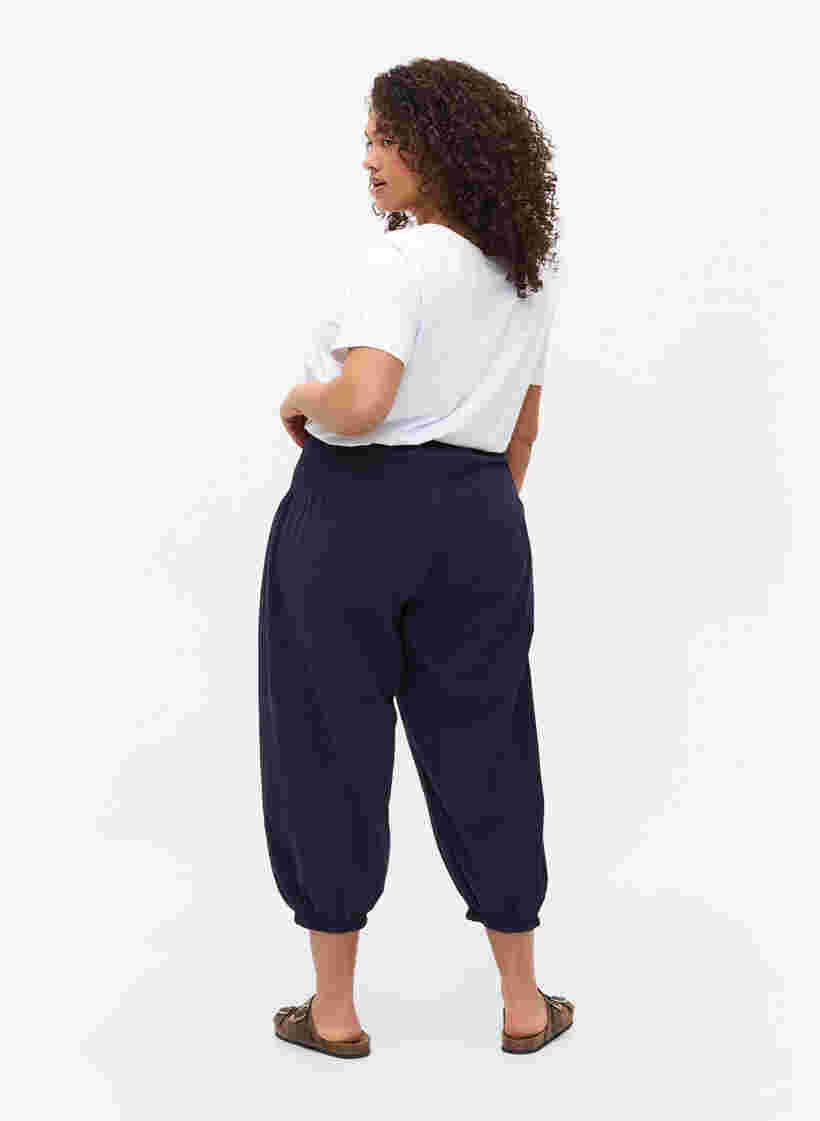 Loose 3/4-length trousers with smock detail, Night Sky, Model image number 1