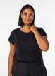 Short sleeved cotton blend t-shirt, Black, Model image number 0