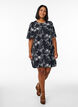 Short A-line dress with embroidered pattern, Black, Model image number 1