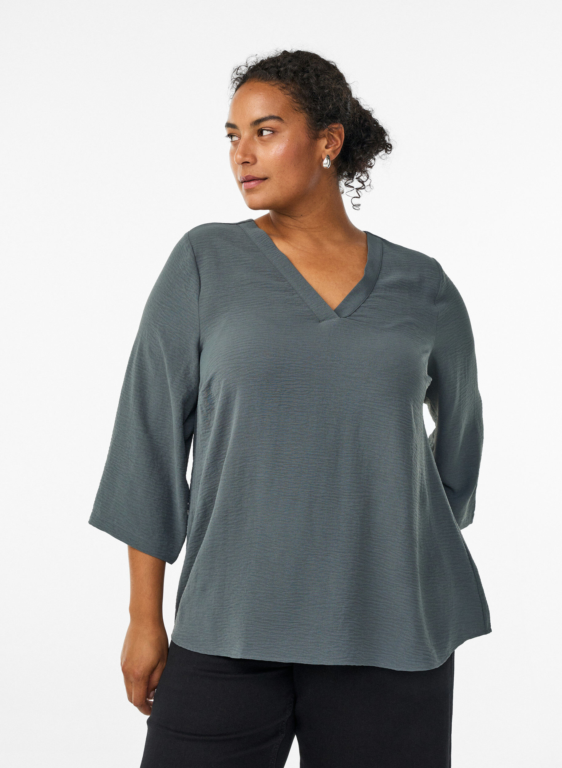 ZizzifashionBlouse with 3/4 sleeves, Green, Model image number 0