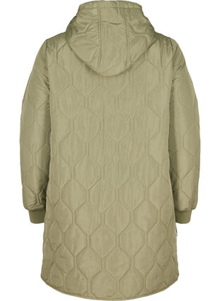 Hooded quilted jacket with large pockets, Vetiver, Packshot image number 1