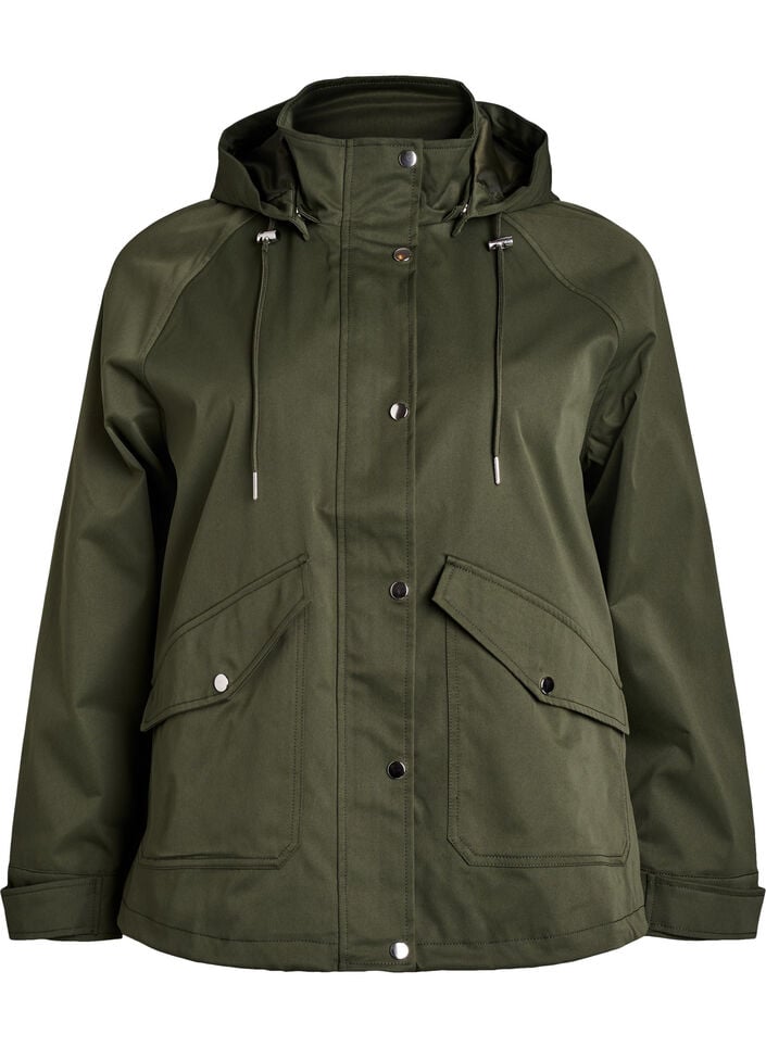 Short spring jacket with a detachable hood, Green, Packshot image number 0