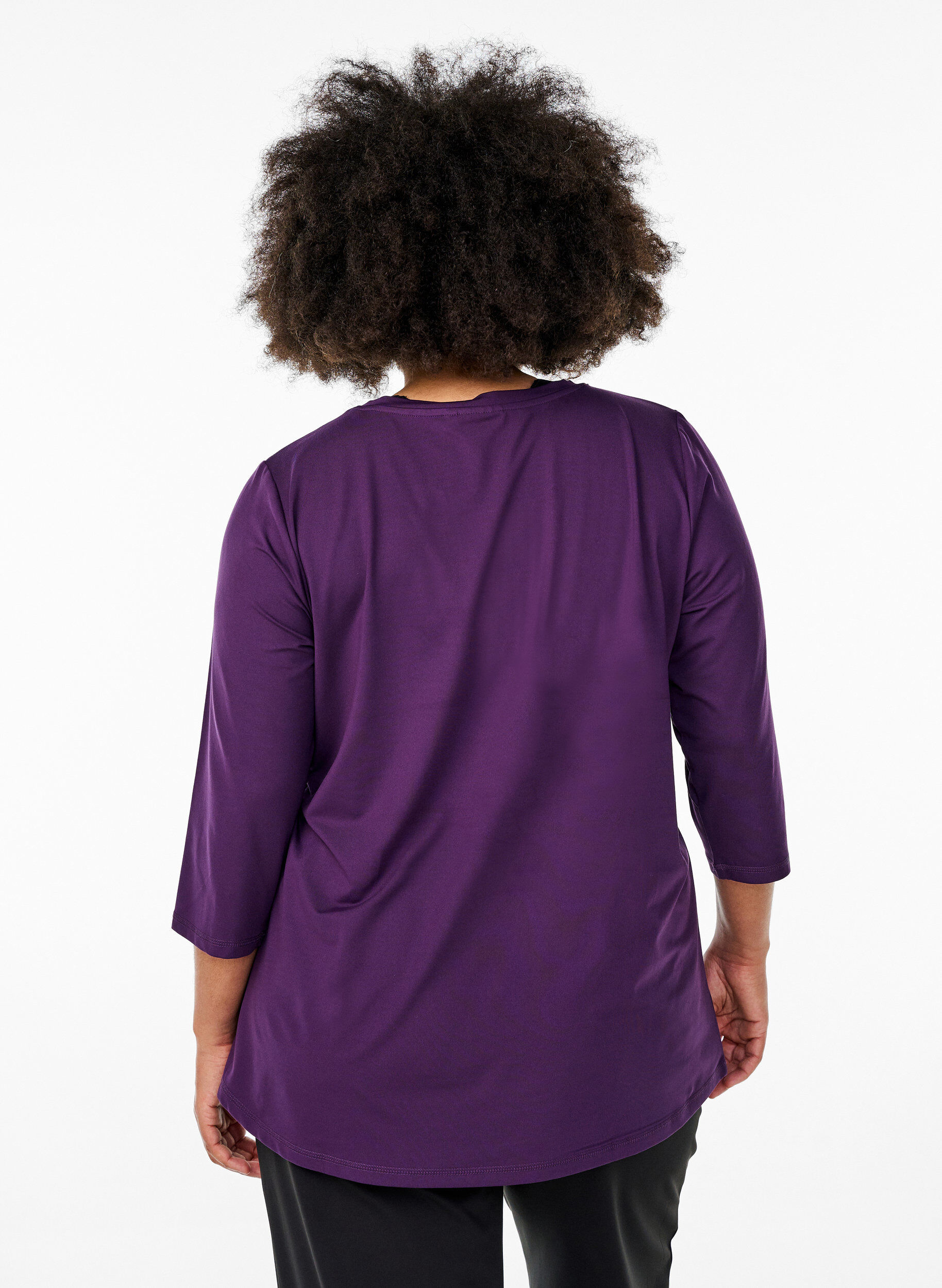 ZizzifashionWorkout top with 3/4 sleeves, Purple, Model image number 2