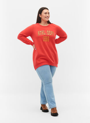 Long sweatshirt with text print, Hisbiscus, Model image number 2