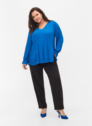 Pleated top with v-neck, Skydiver, Model image number 2