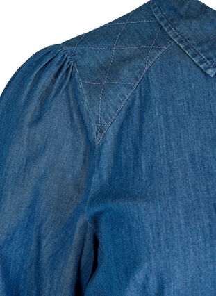 Denim cotton tunic with 3/4 sleeves, Blue, Packshot image number 2