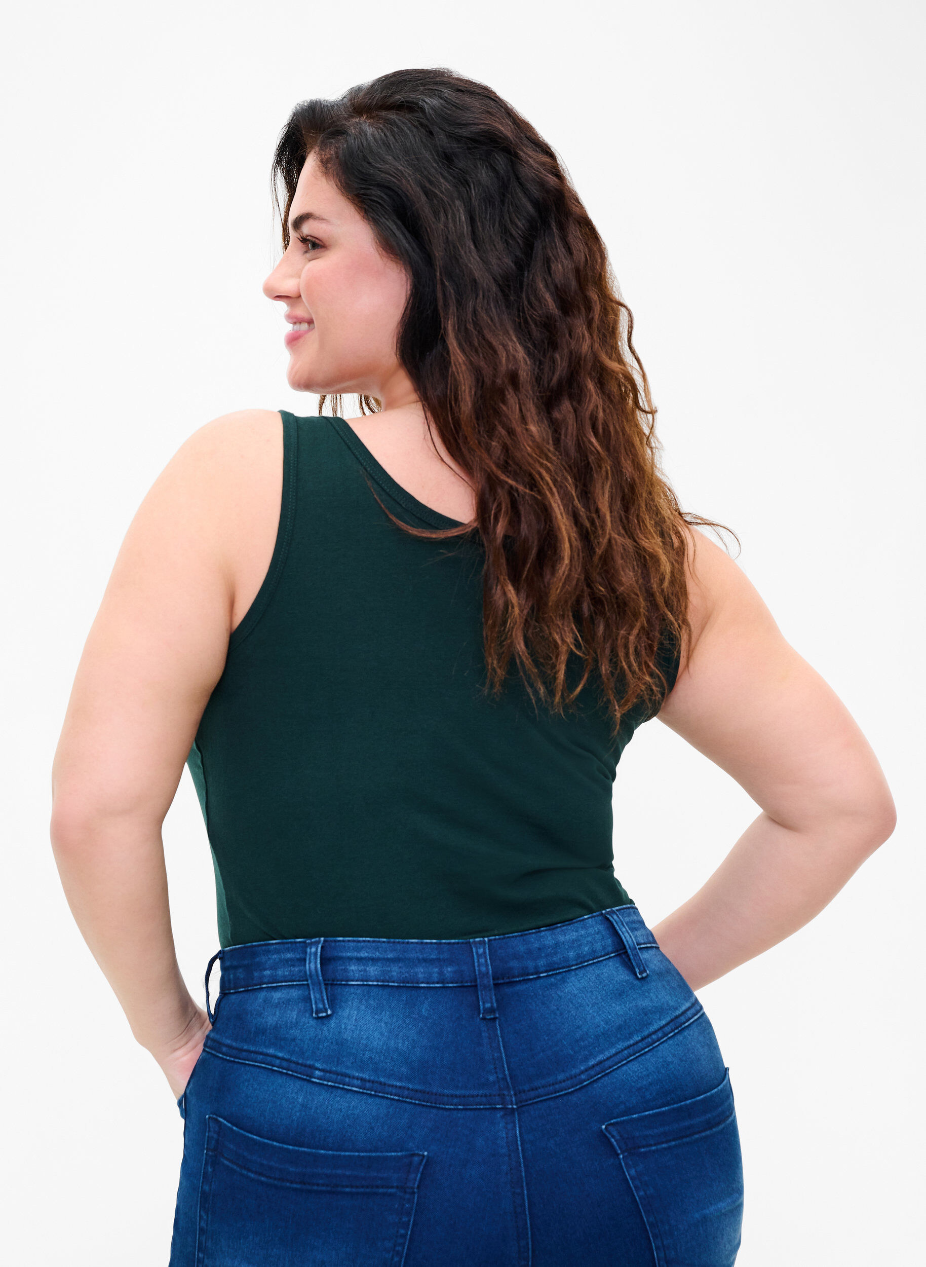 ZizzifashionCotton basic top, Green, Model image number 2