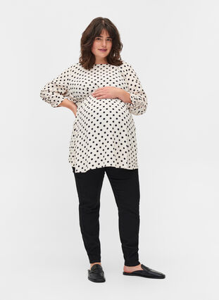 Maternity blouse in viscose and print, Off White Dot, Model image number 2