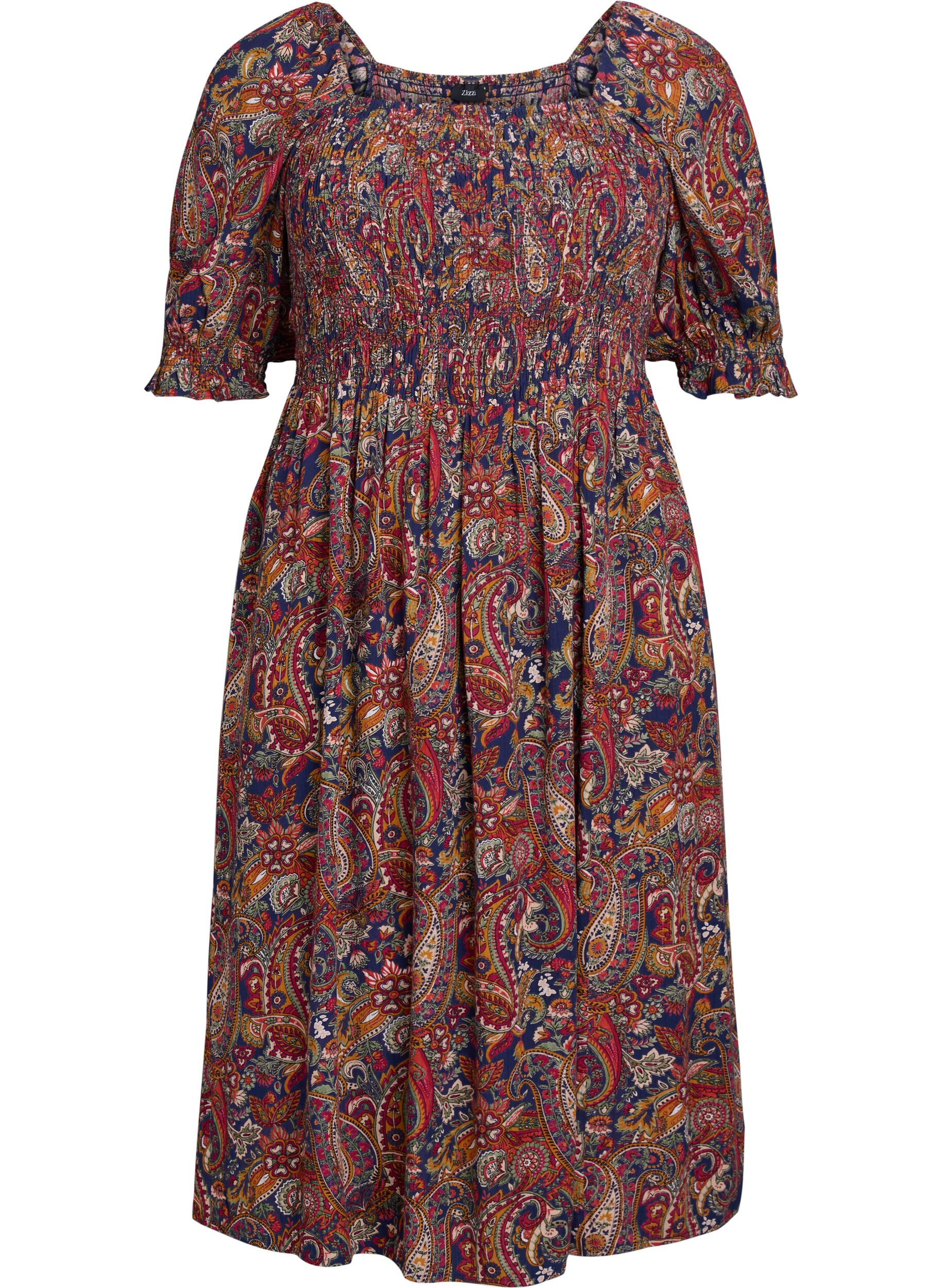 Zizzifashion Summer dress in viscose with paisley print, Blue, Packshot image number 0