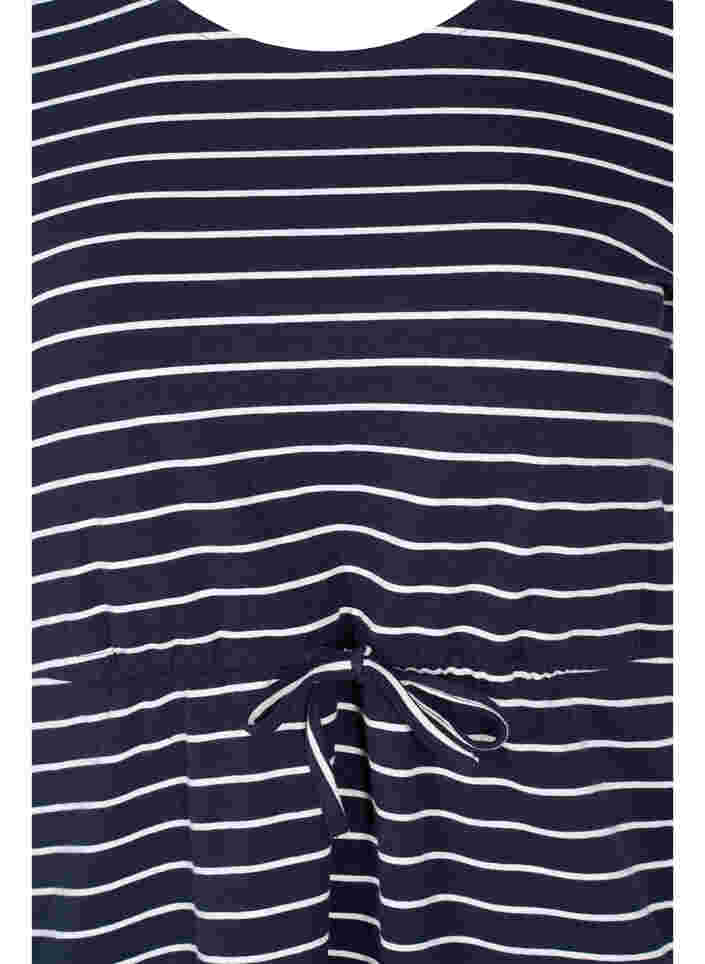 Short-sleeved cotton tunic with stripes, Blue Stripe, Packshot image number 2