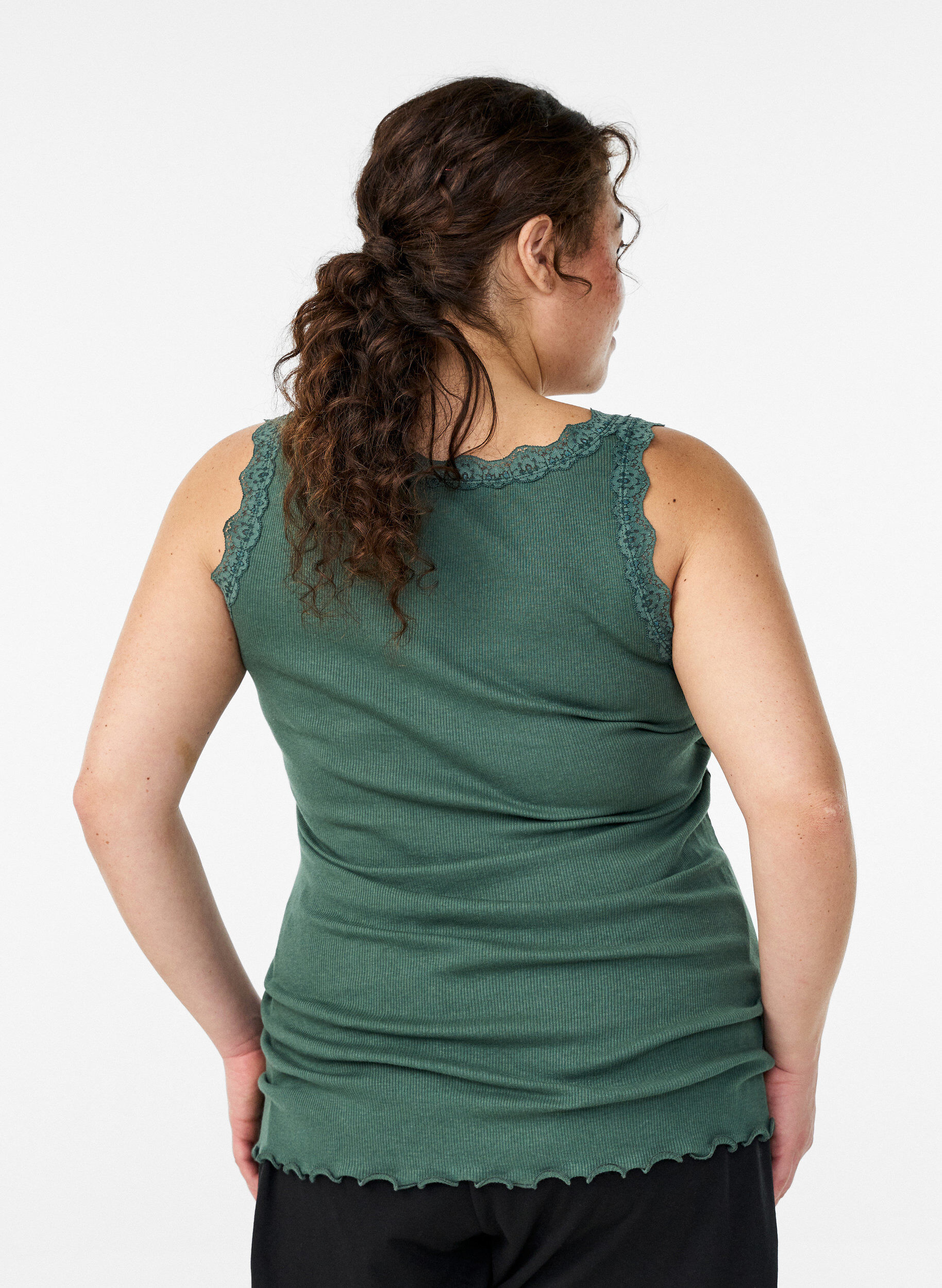 ZizzifashionTop with lace trim, Green, Model image number 2