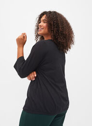 Cotton top with 3/4 sleeves, Black, Model
