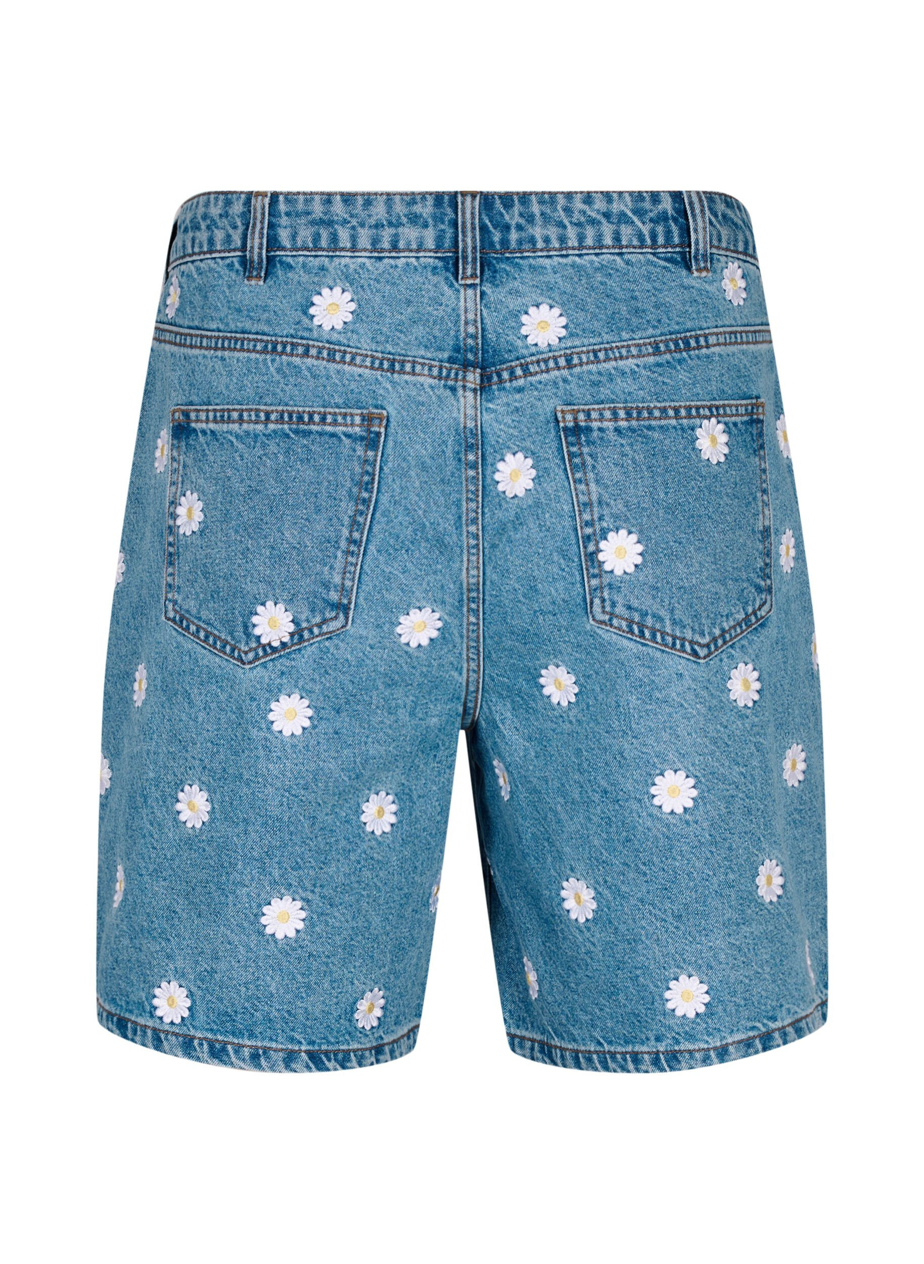 Zizzifashion Mille shorts high-waist with embroidered flowers, L.B. Flower, Packshot image number 1