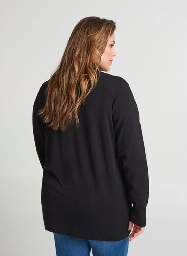 High neck knitted blouse made from a viscose mix, Black, Model image number 1