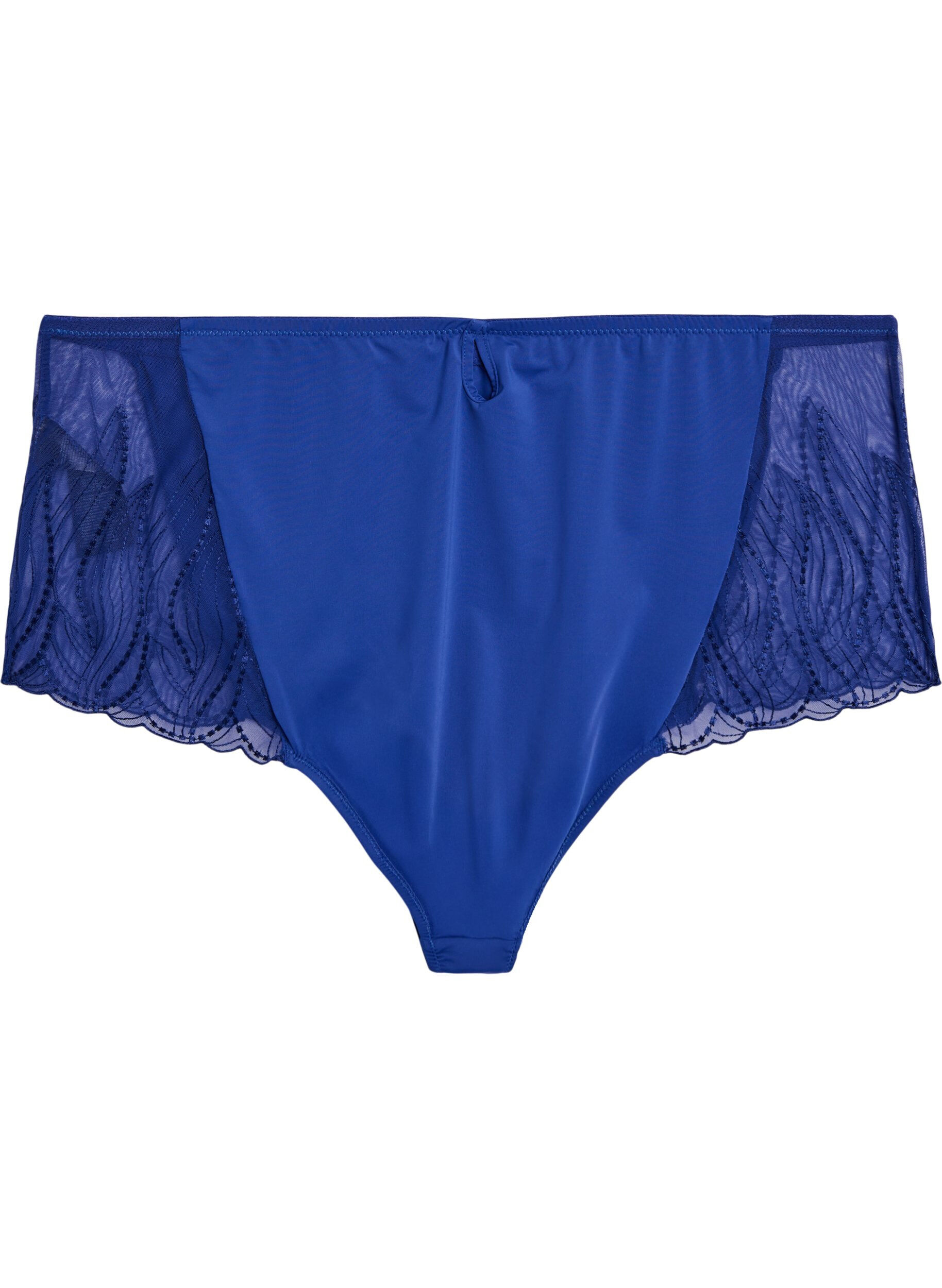 Zizzifashion Microfibre hipster panties with lace at the sides, Blue, Packshot image number 1