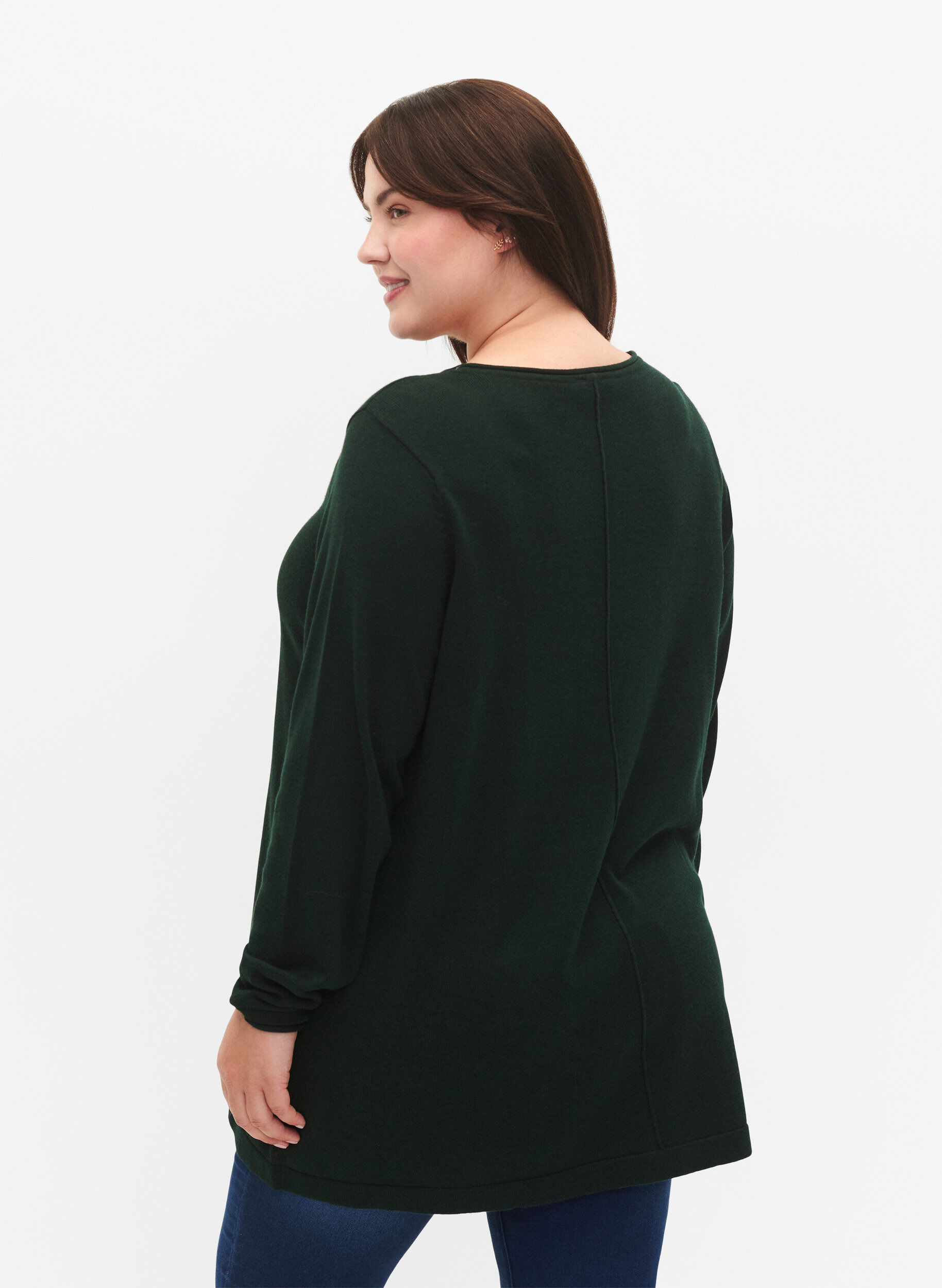 ZizzifashionKnitted blouse in cotton-viscose blend, Green, Model image number 2