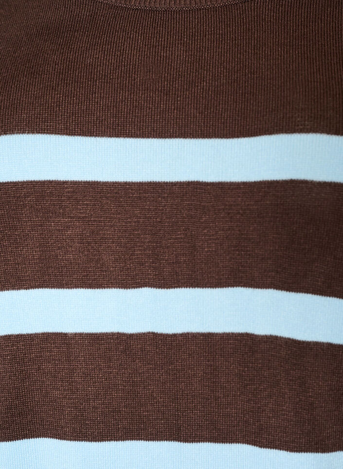 Striped knit top with short sleeves, Brown, Packshot image number 2