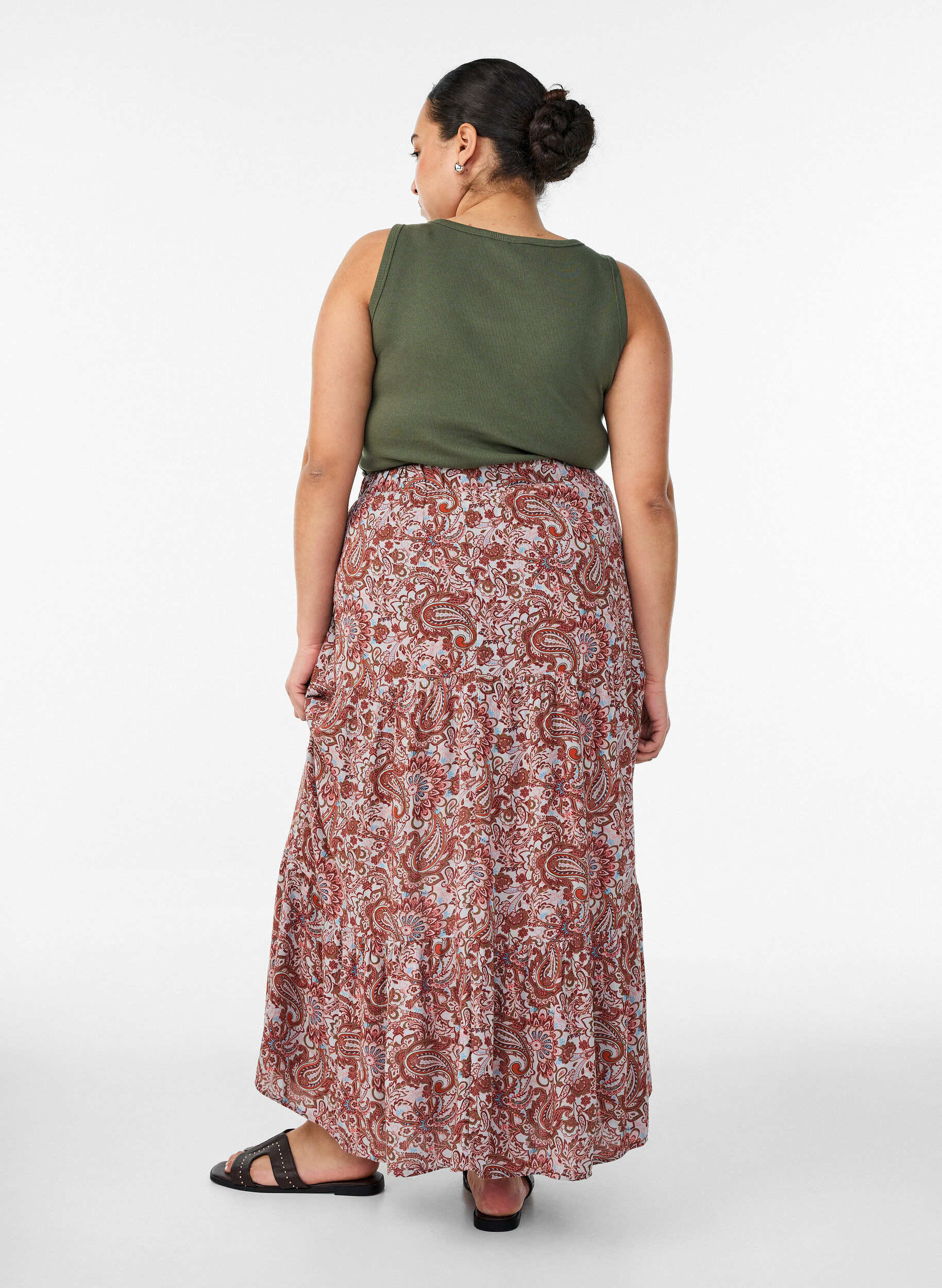 ZizzifashionLong skirt with elasticated waist, Red, Model image number 1