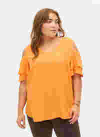 Short sleeved blouse in viscose, Orange Peel, Model